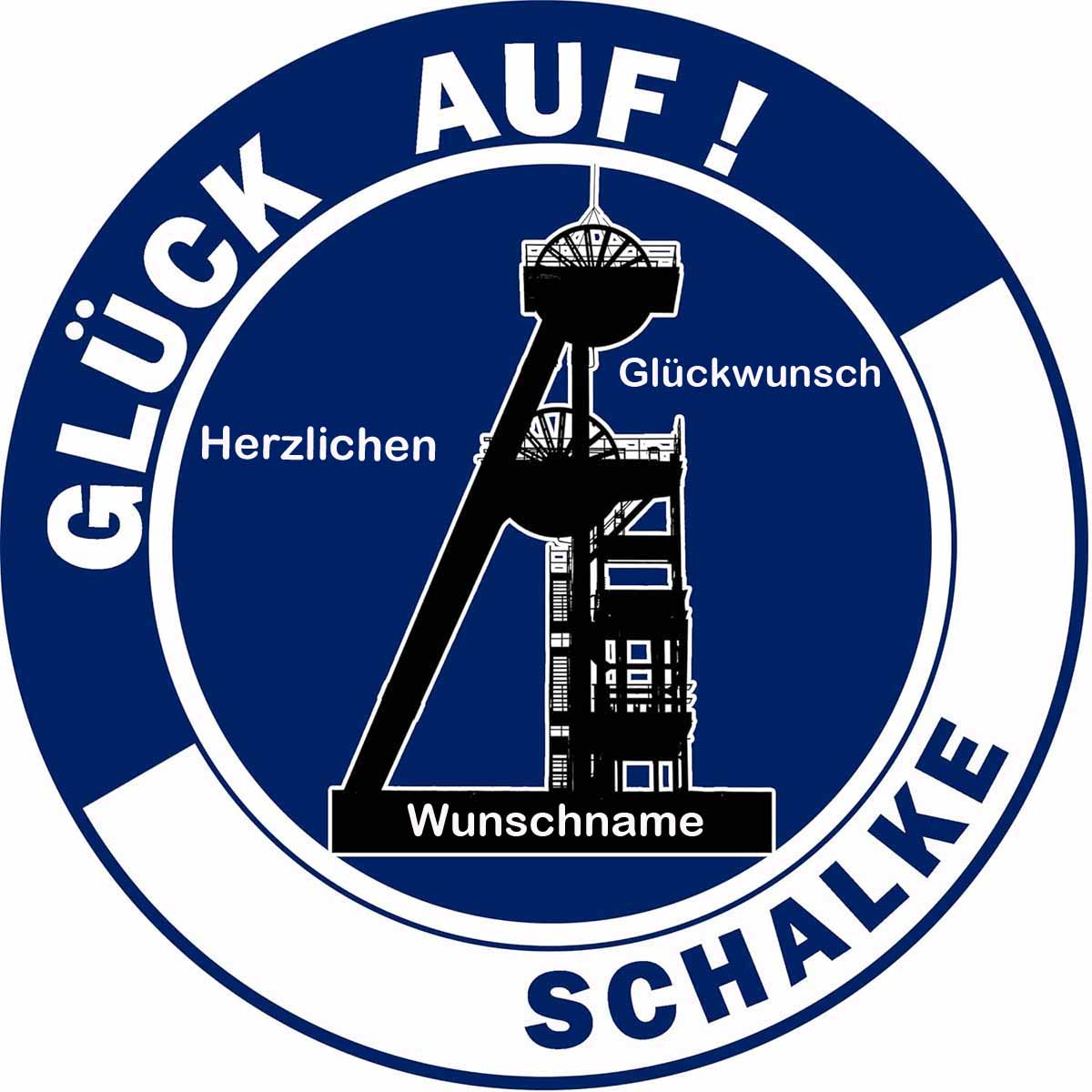 Essbarer Tortenaufleger " Schalke Glück auf! " mit WUNSCHTEXT
