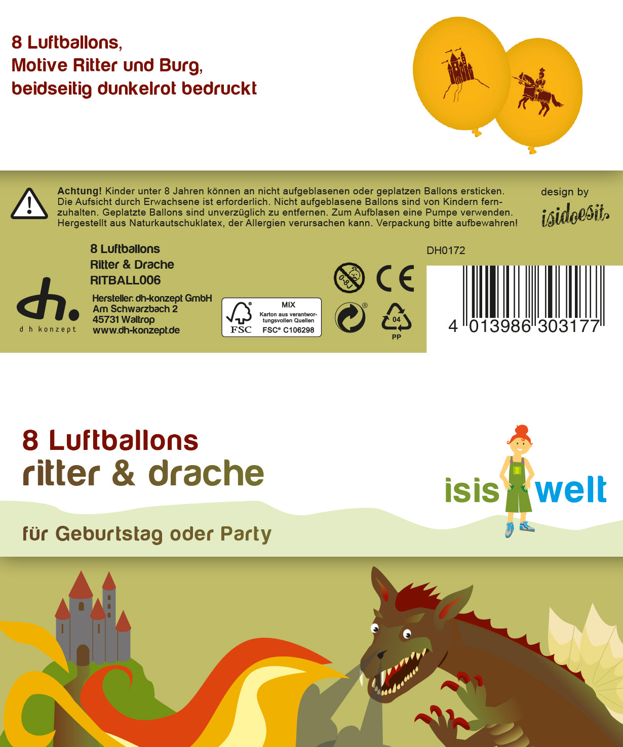 Luftballons Ritter und Schloss