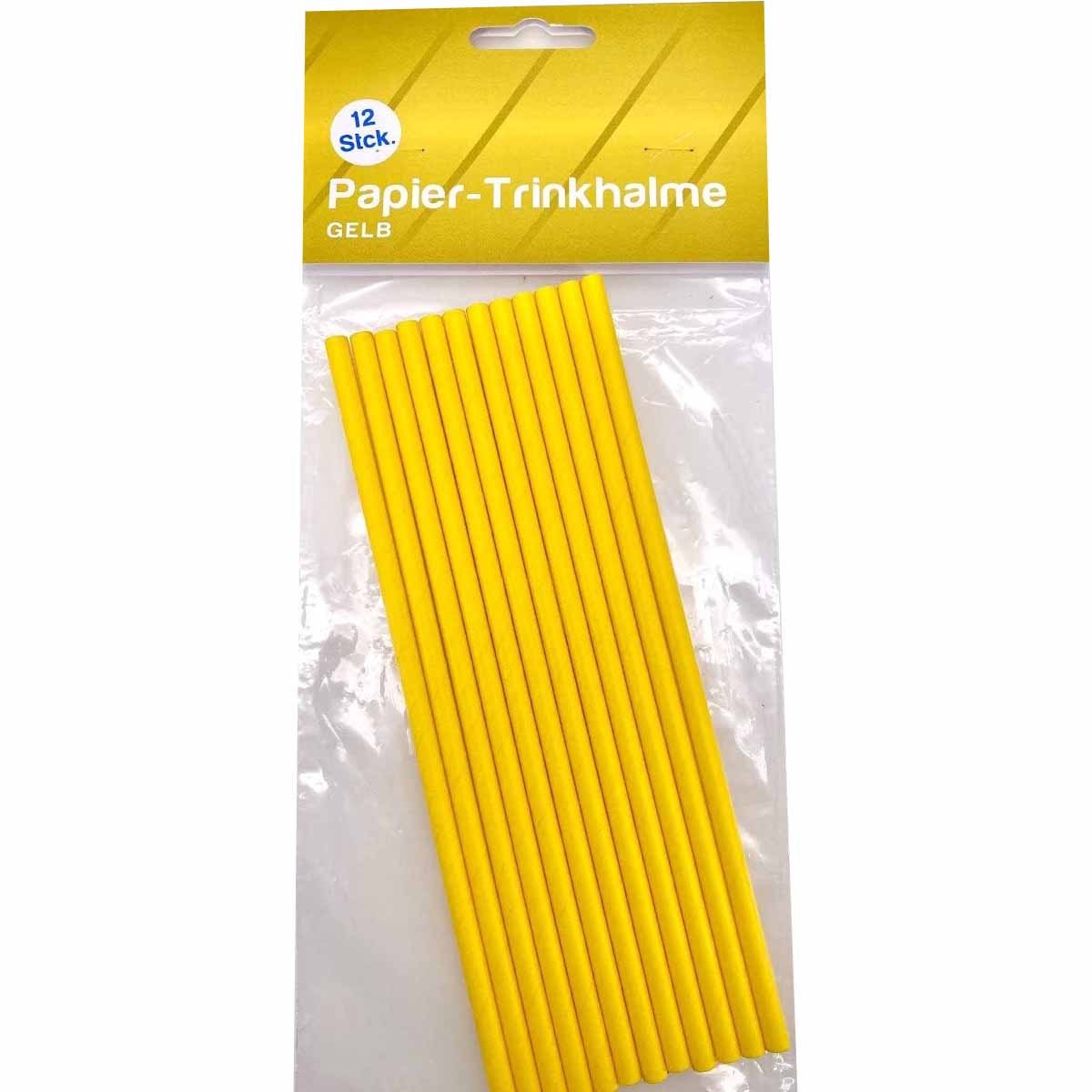 Papiertrinkhalme Gelb 12 Stück – Firlefantastisch Der Partyshop