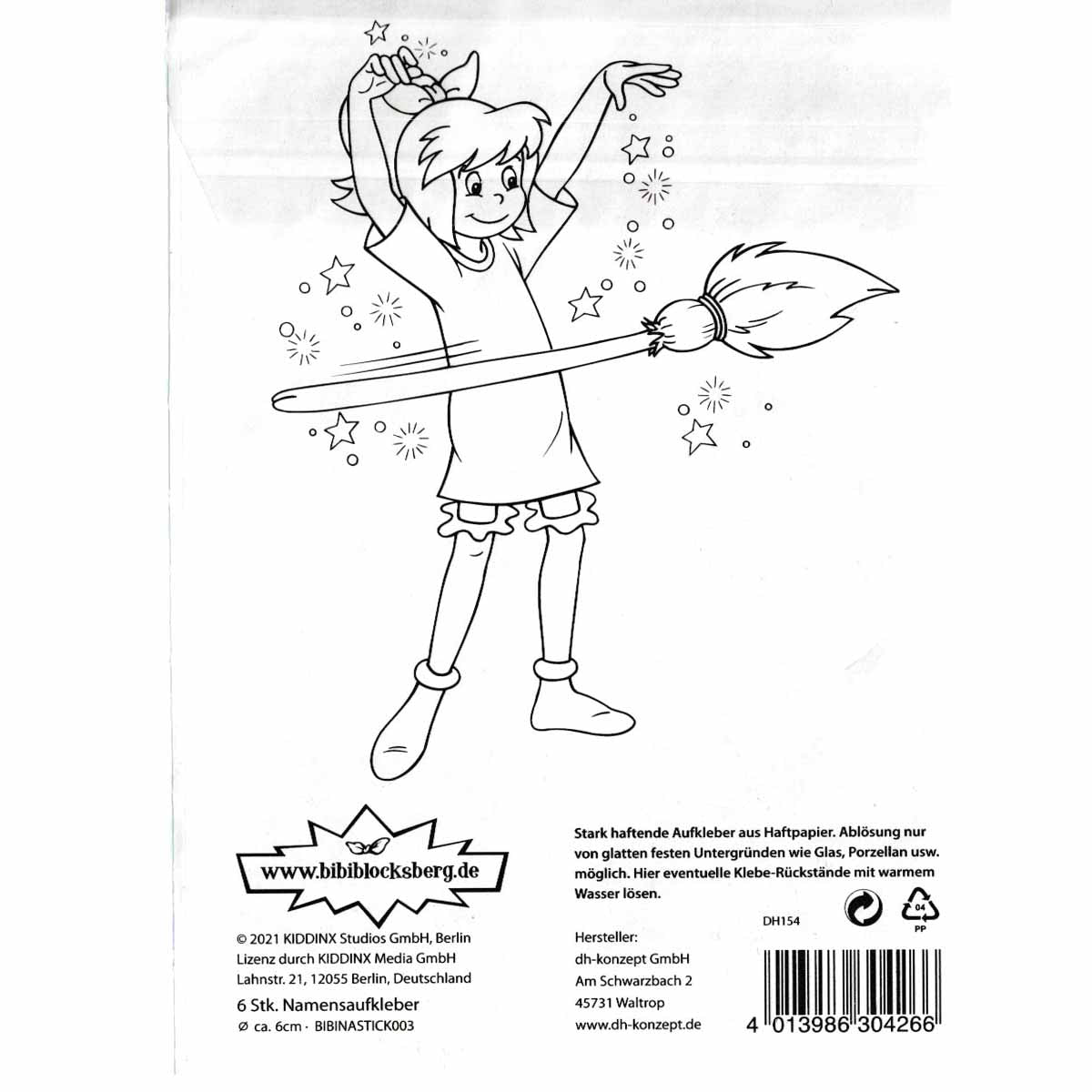 Bibi Blocksberg Aufkleber mit Namensfeld 6 Stück Gläsersticker