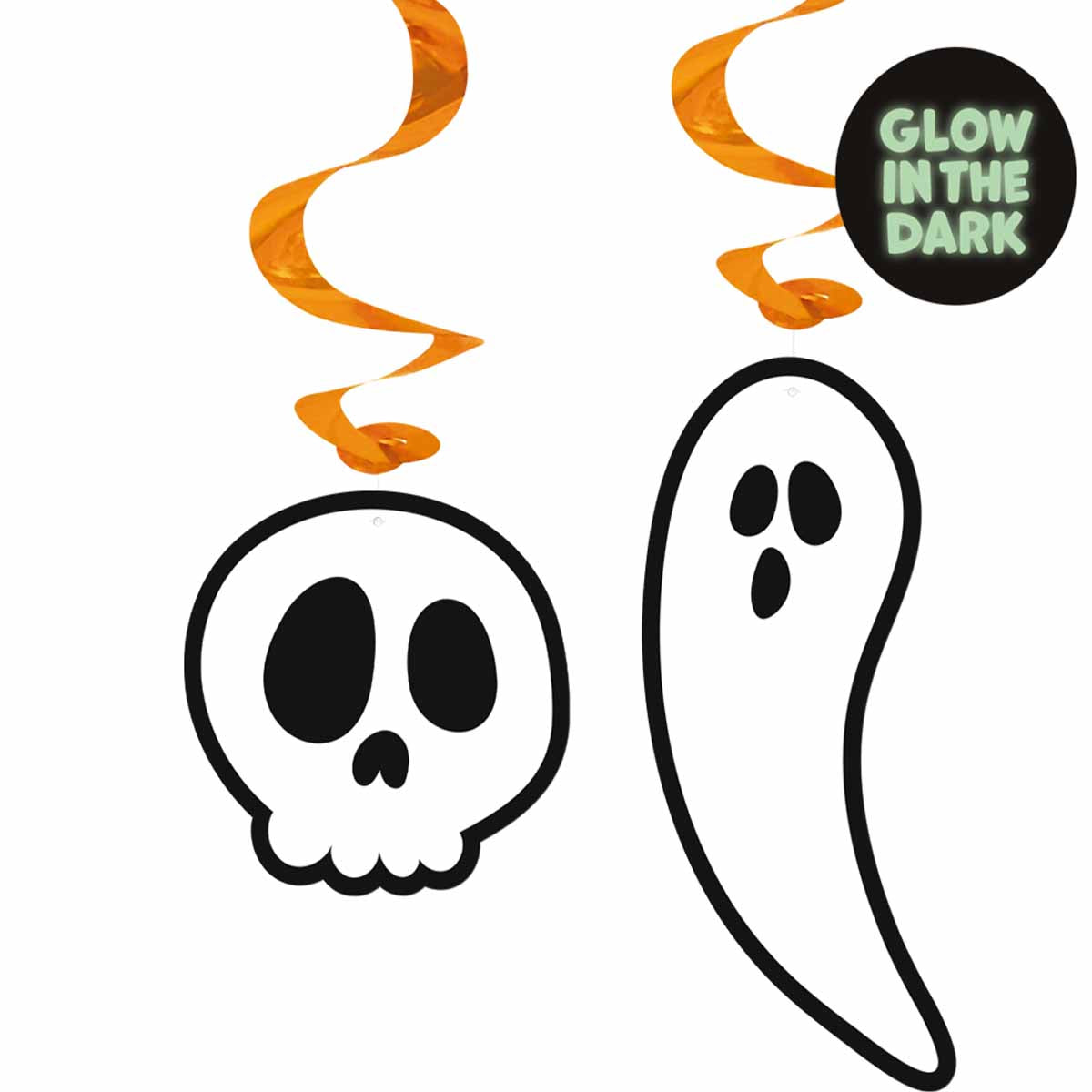 Decken-Spiralen Halloween 4 Stück Glow in the dark