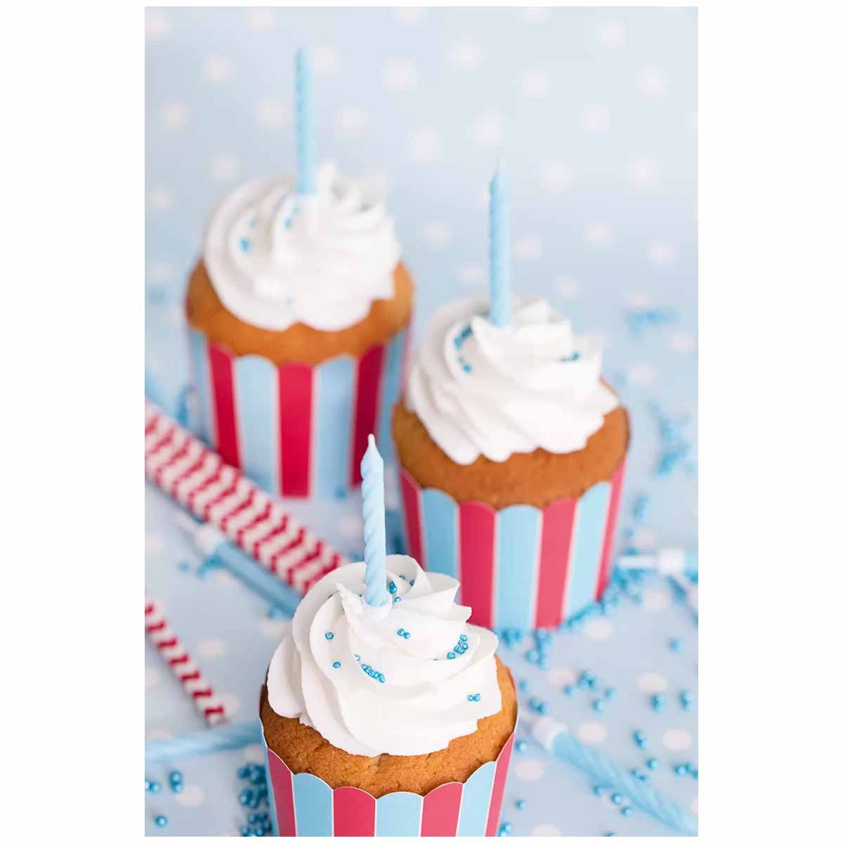 Hellblaue Kuchenkerzen 10 Stück mit Halter