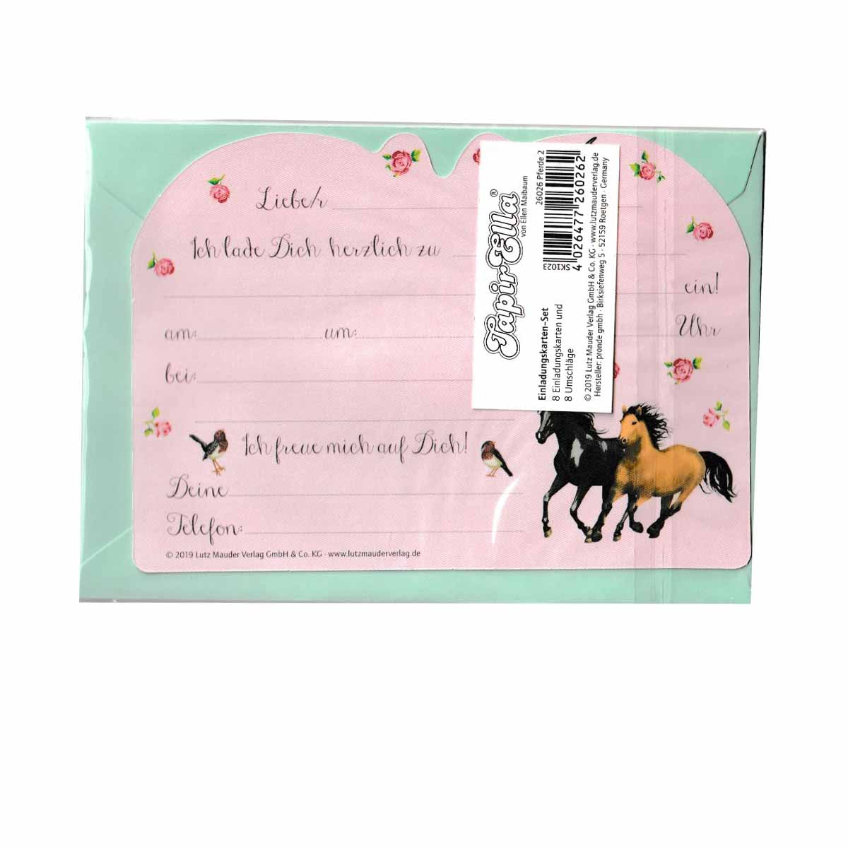 Glitzer Pferde-Einladungen TapirElla 8 Stück