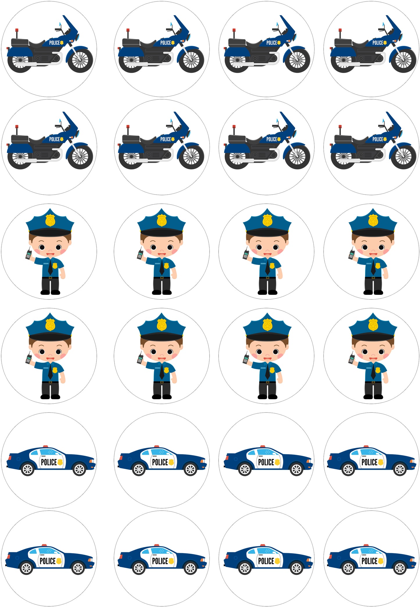 Essbare Muffinaufleger Polizei zum Selbstausschneiden