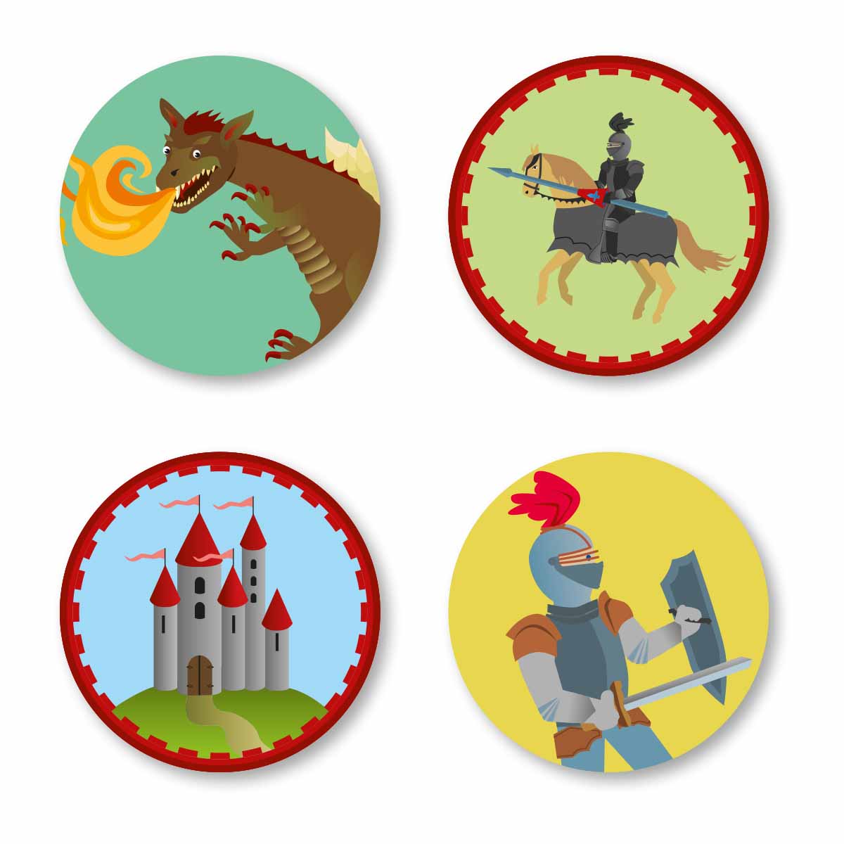 Essbare Muffinaufleger Ritter mit feuerspeiendem Drachen 12 Stück