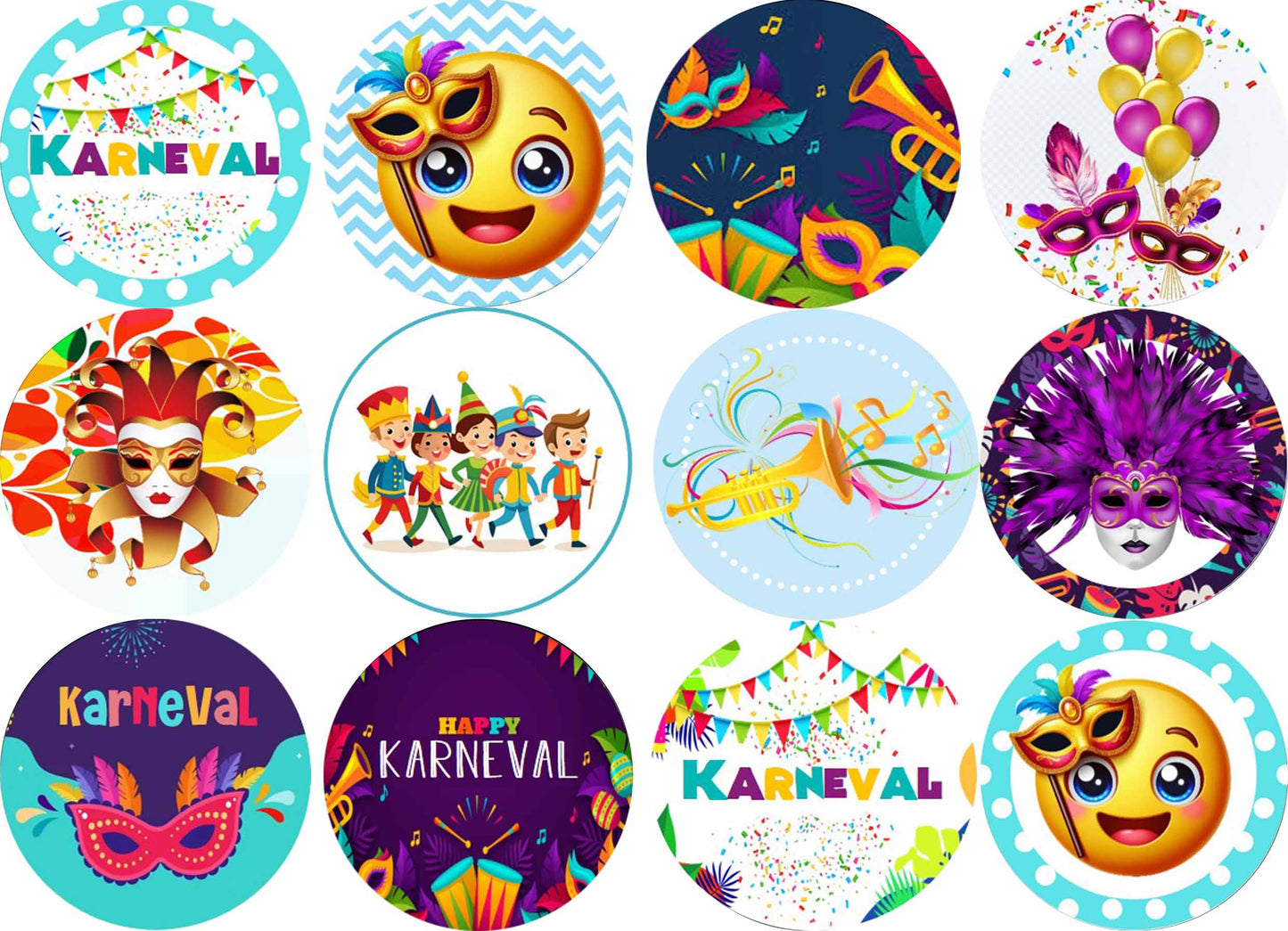 Essbarer Muffinaufleger Karneval 12 Stück