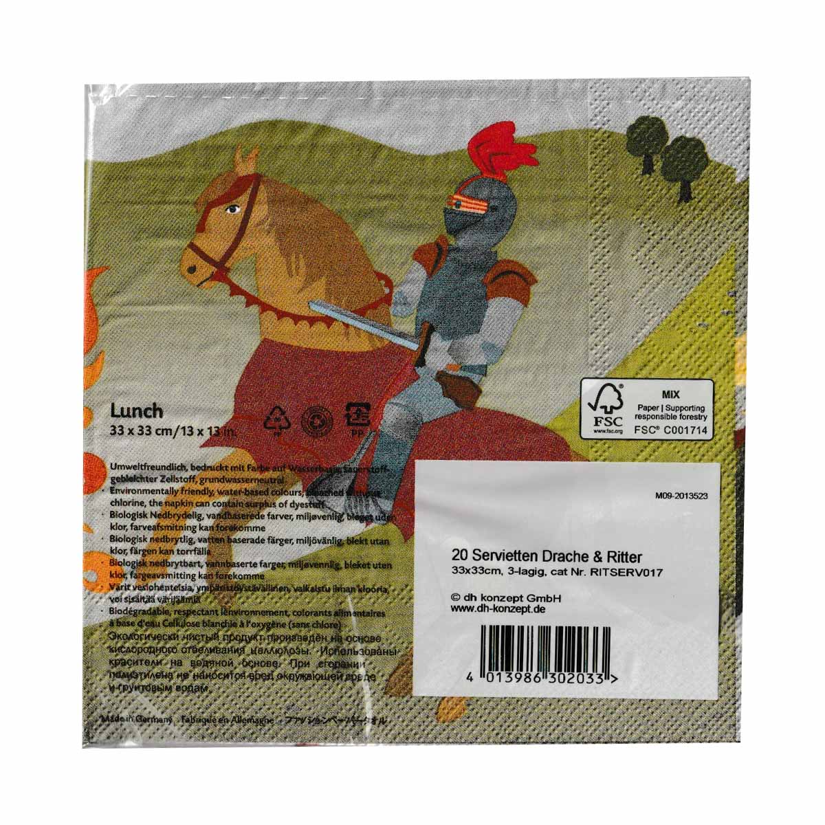 Servietten Drache mit Ritter