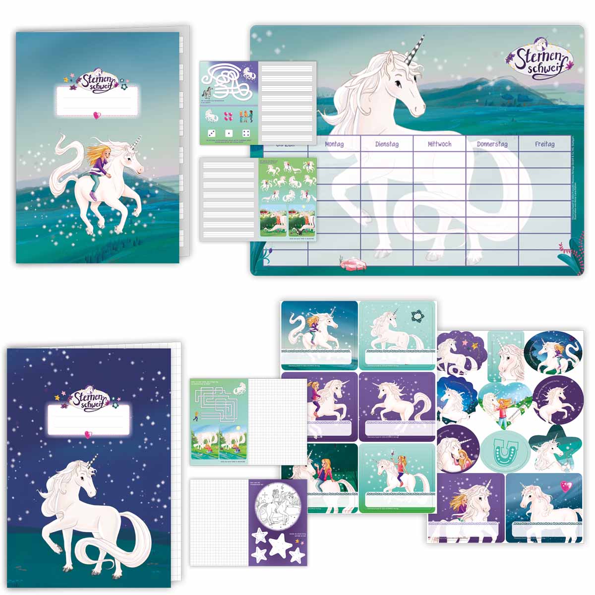 8-tlg. Schul-Set Einhorn STERNENSCHWEIF für Schule und Schulanfang