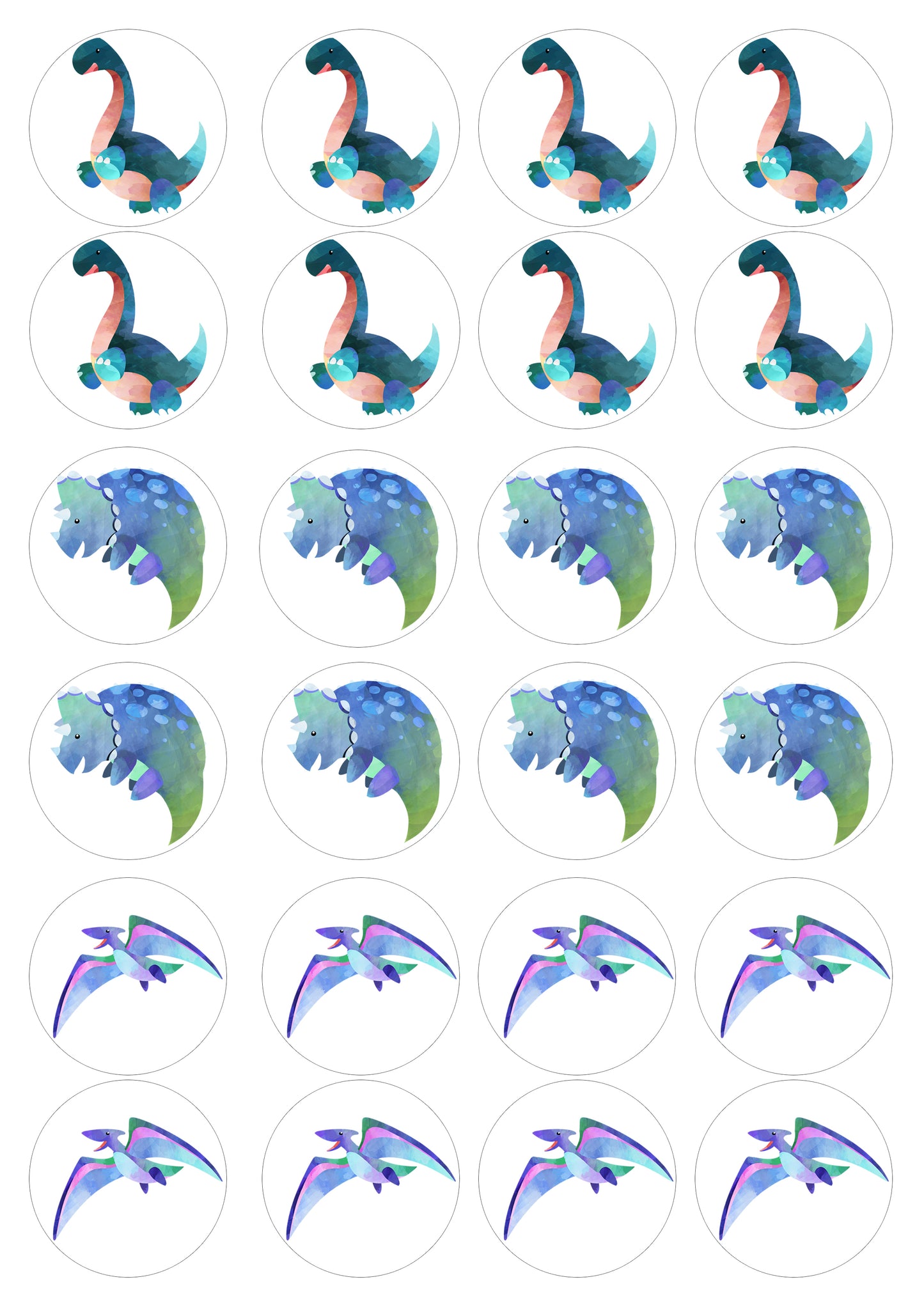 Essbare Muffinaufleger Dinos 24St. zum Selbstausschneiden
