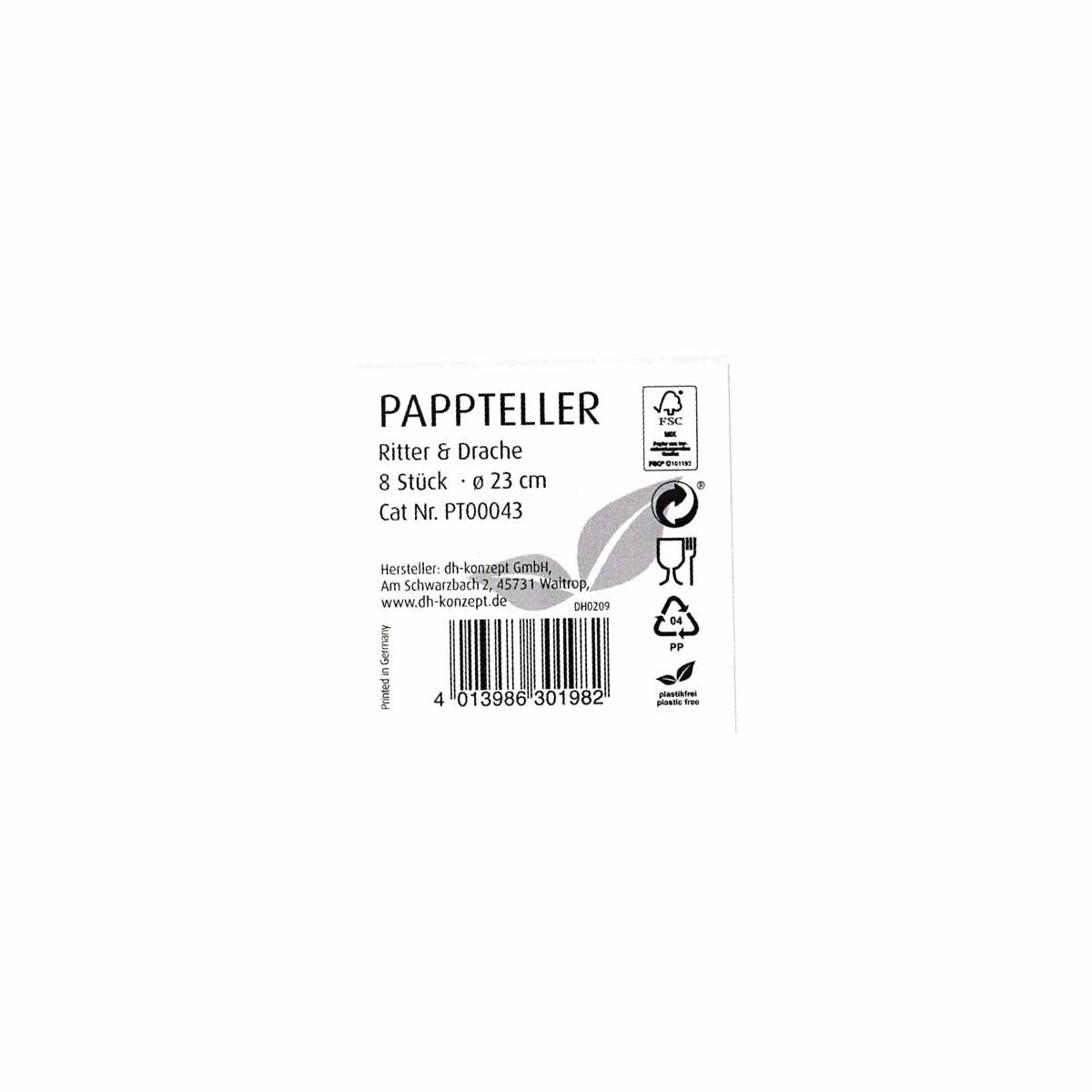 Drache mit Ritter Teller 8 Stück