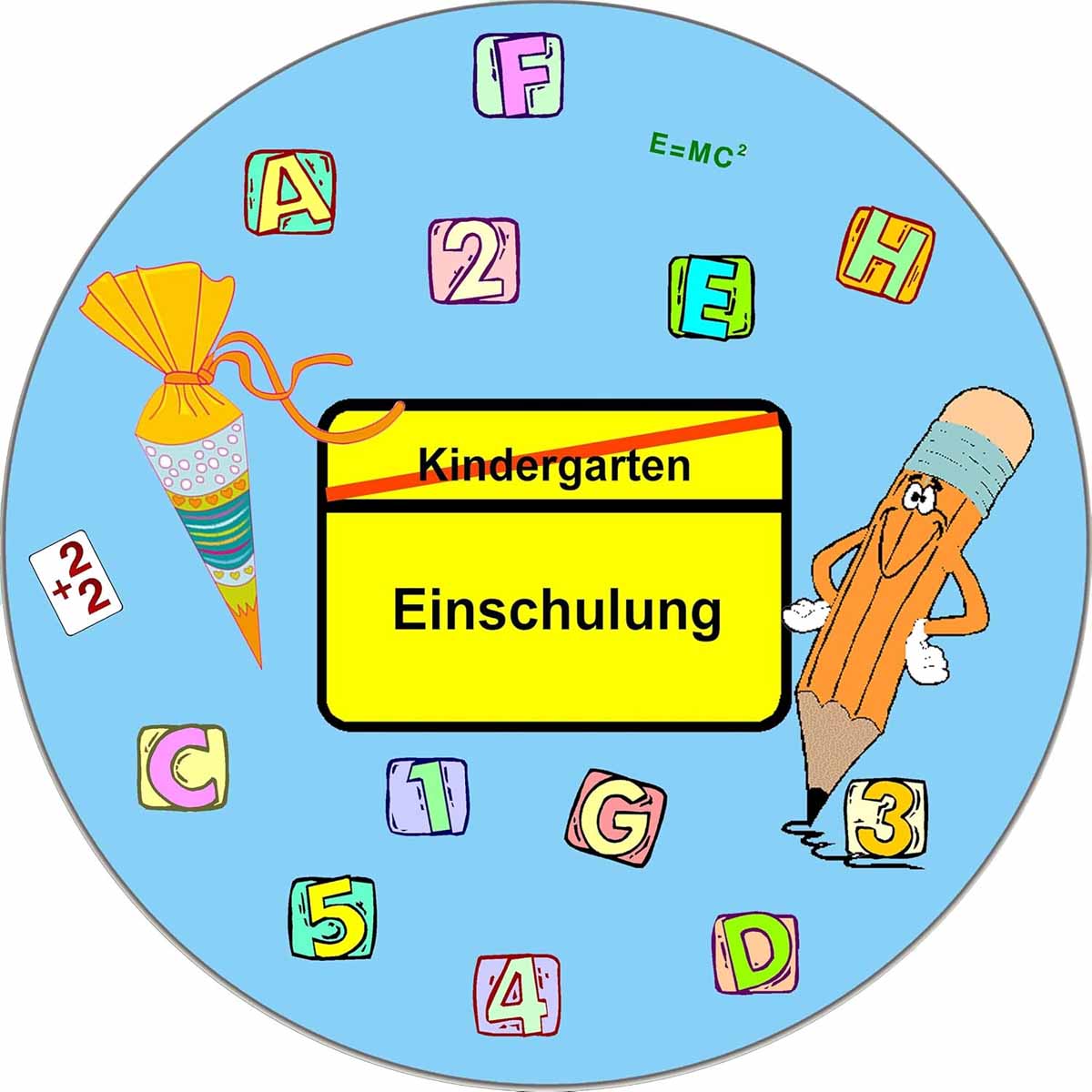 Essbarer Tortenaufleger Einschulung Blau