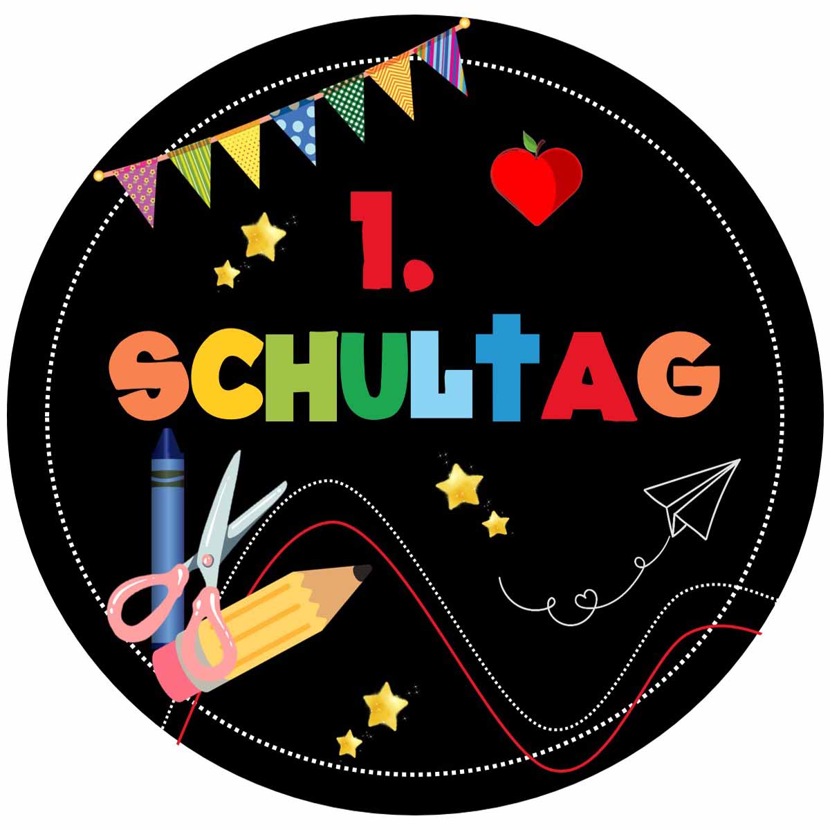 Essbarer Tortenaufleger "1. Schultag" Oblaten- oder Zuckerpapier