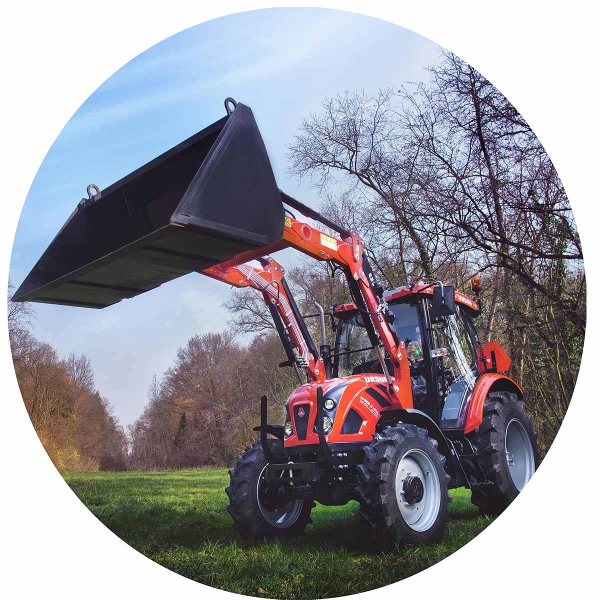 Essbarer Tortenaufleger "TRAKTOR" mit erhobener Schaufel Oblaten- oder Zuckerpapier
