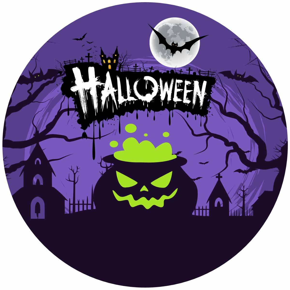 Essbarer Tortenaufleger "HEXENKESSEL" Oblaten- oder Zuckerpapier