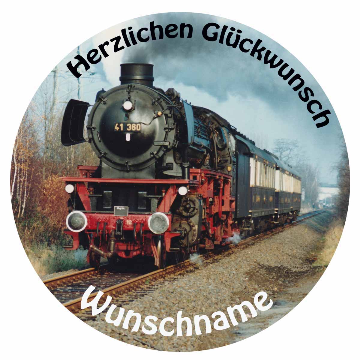 Essbarer Tortenaufleger *LOKOMOTIVE* Dampflok personalisiert mit WUNSCHTEXT