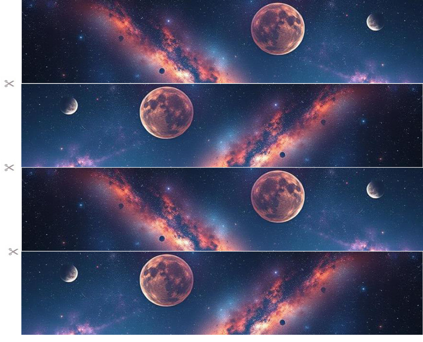 Essbares Tortenband Space 4 Stück