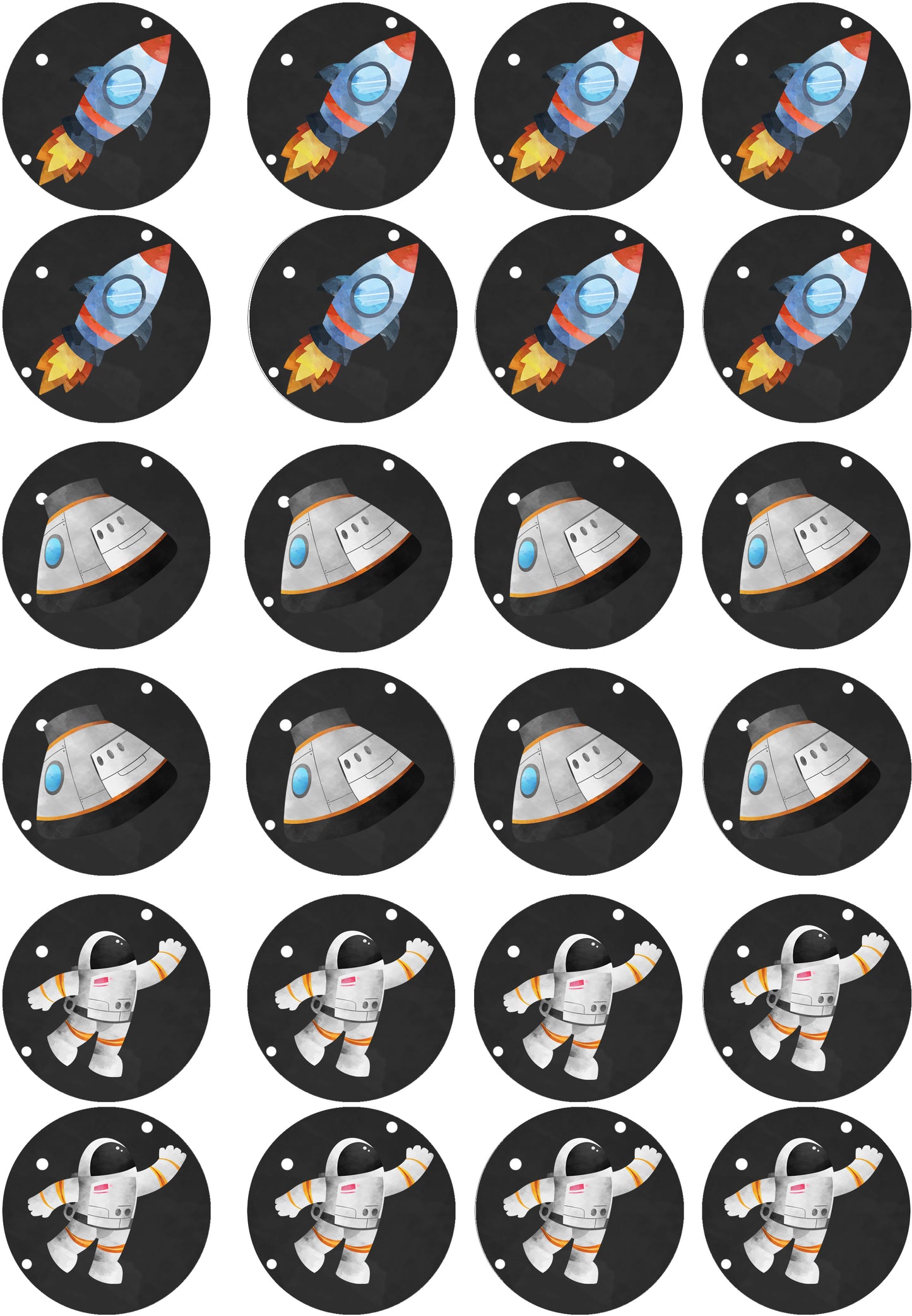 Essbare Muffinaufleger Weltall 24Stück zum Selbstausschneiden