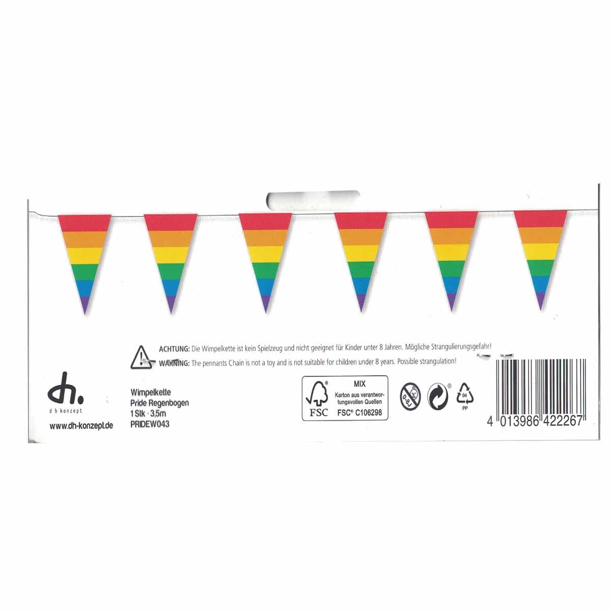 Regenbogen Wimpelkette 3,5m