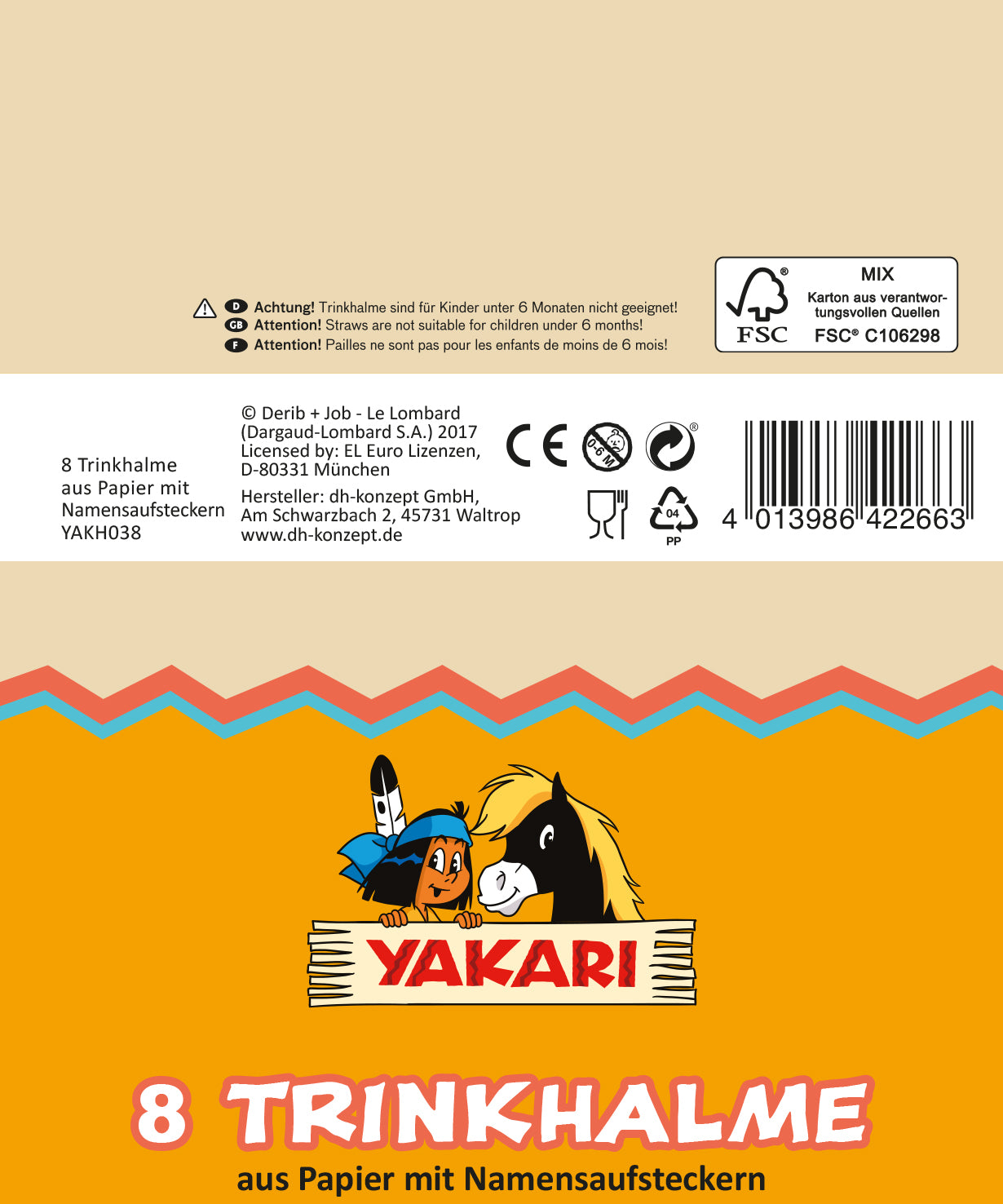 Yakari Trinkhalme 8 Stück