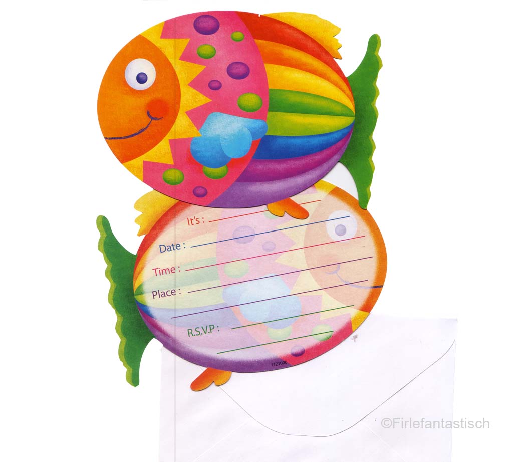 Einladungen Fische 8 Stück mit Umschlag