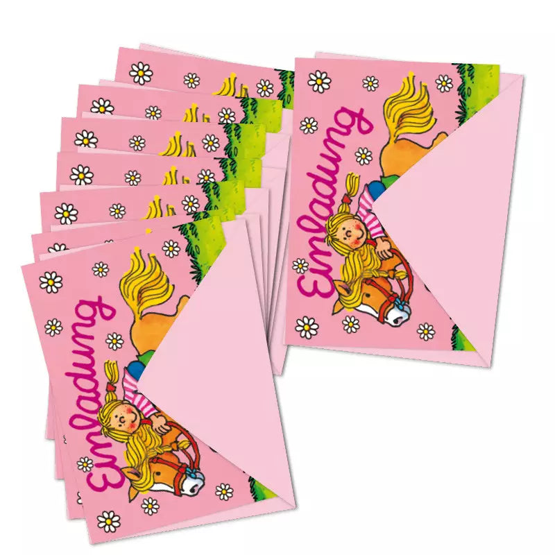 Pferde-Einladungen Ponyhof 8 Stück