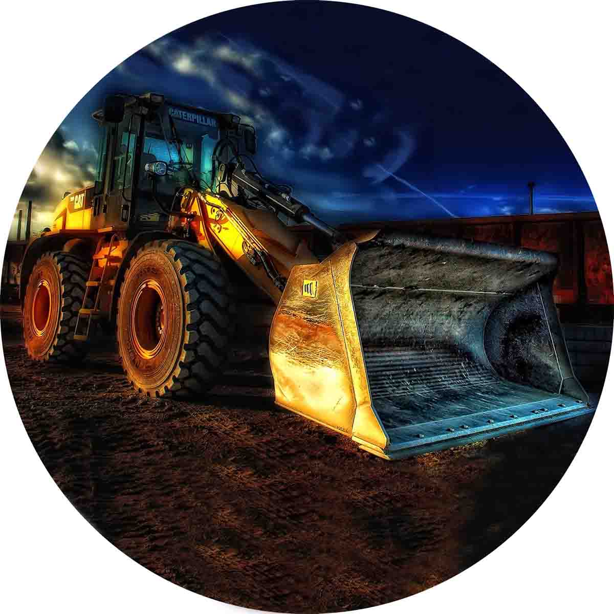 Essbarer Tortenaufleger Bagger bei Nacht