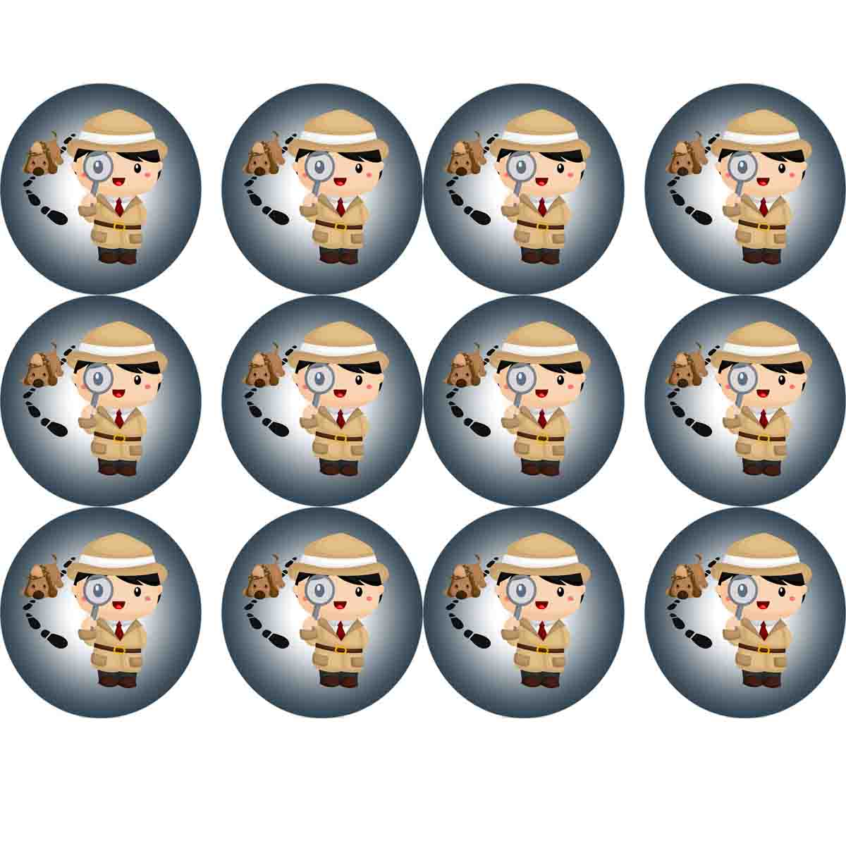 Essbare Muffinaufleger Detektiv 12 Stück