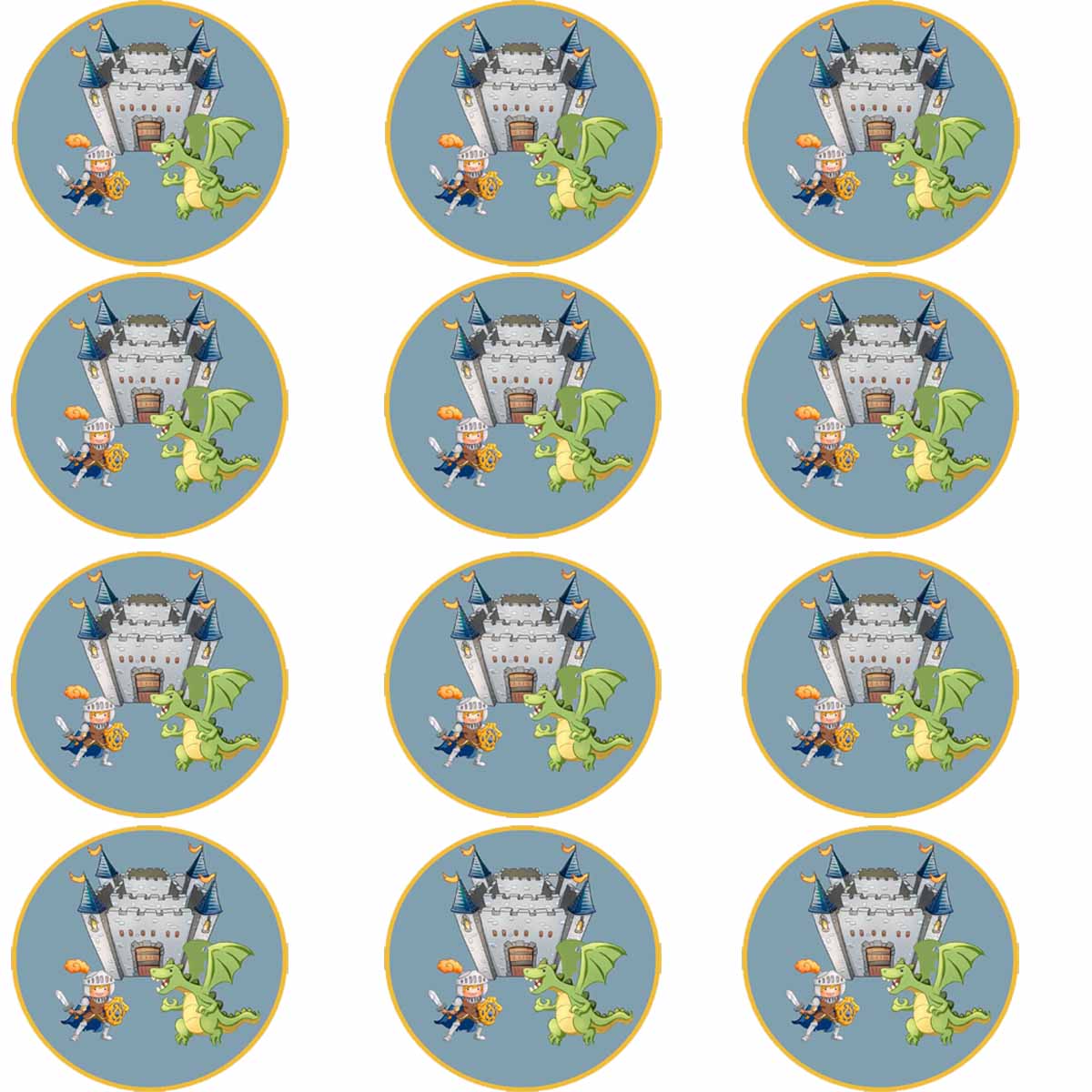 Essbare Muffinaufleger Ritter mit Drache 12 Stück