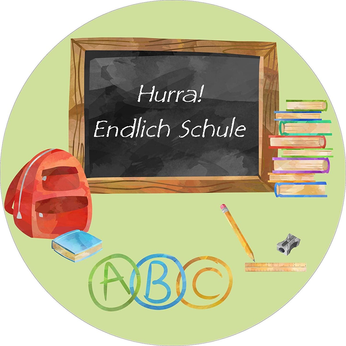 Essbarer Tortenaufleger Einschulung Hurra endlich Schule