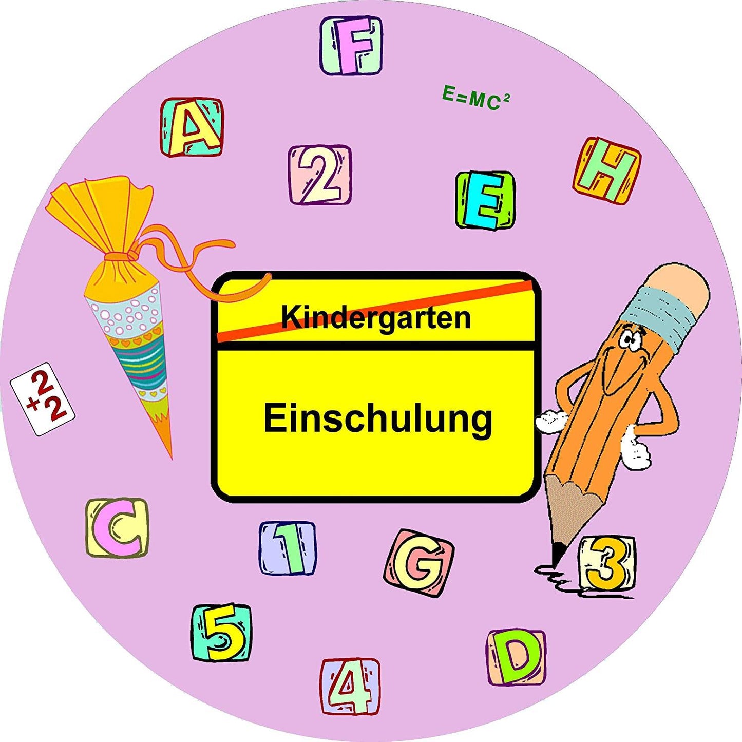 Essbarer Tortenaufleger Einschulung Rosa