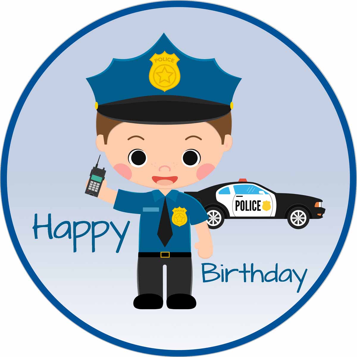 Essbarer Tortenaufleger Polizei Happy Birthday