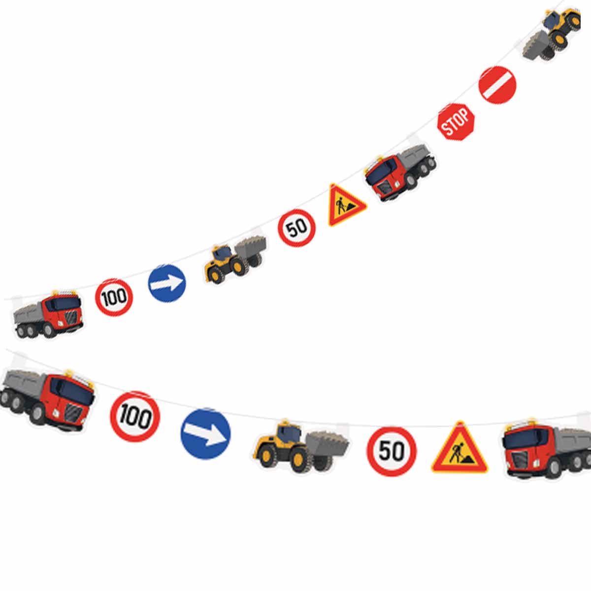 Baustellen Girlande Bagger 1,8m