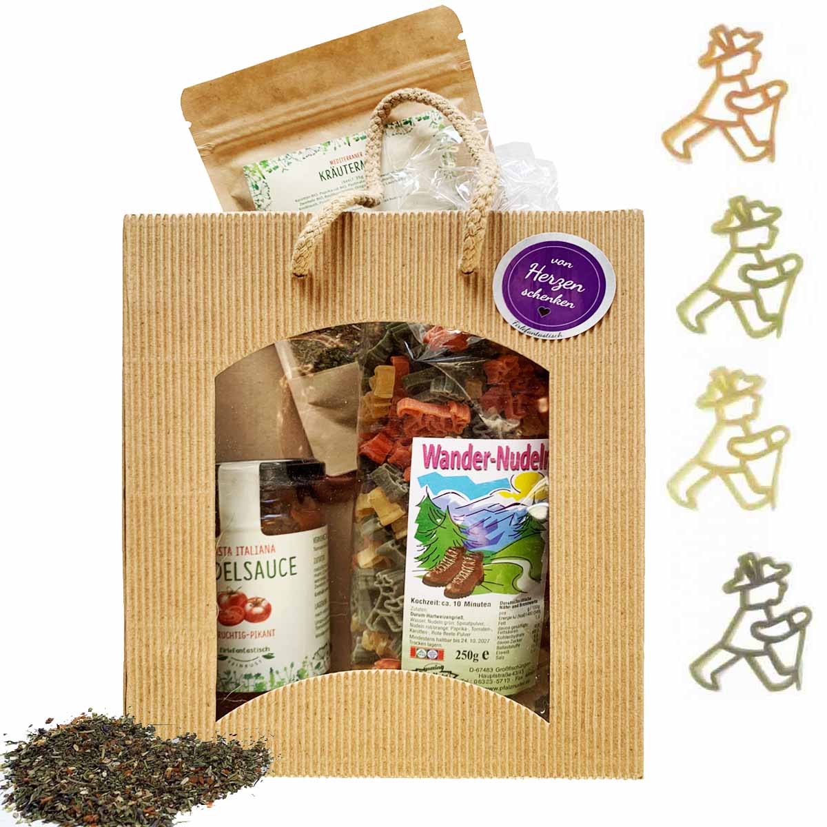 Feinkost-Set Wanderer mit Wandernudeln, Sauce, Kräutermix