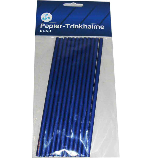 Papiertrinkhalme Blau 12 Stück