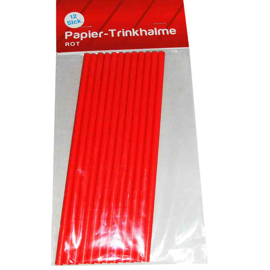 Papiertrinkhalme Rot 12 Stück
