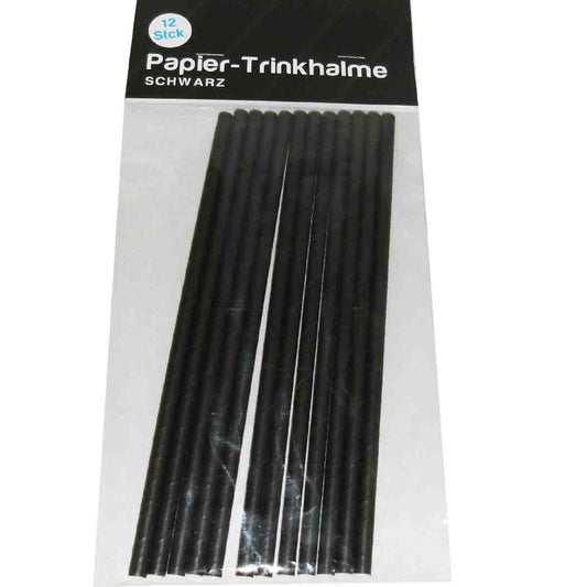 Papiertrinkhalme Schwarz 12 Stück