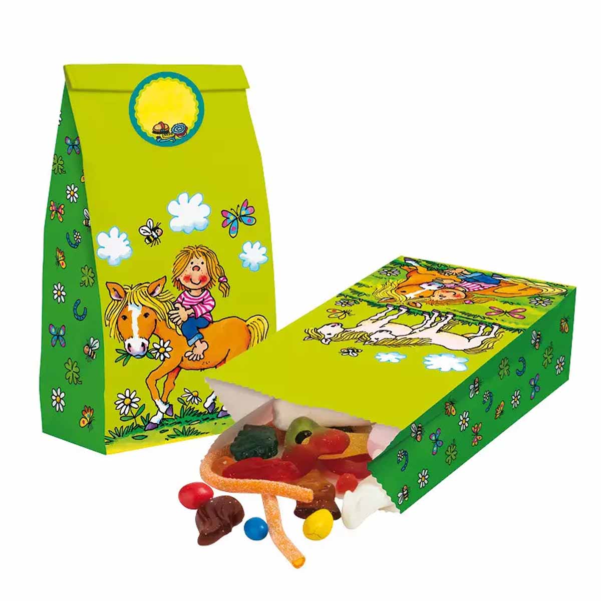 Partytüten Ponyhof mit Sticker 8 Stück