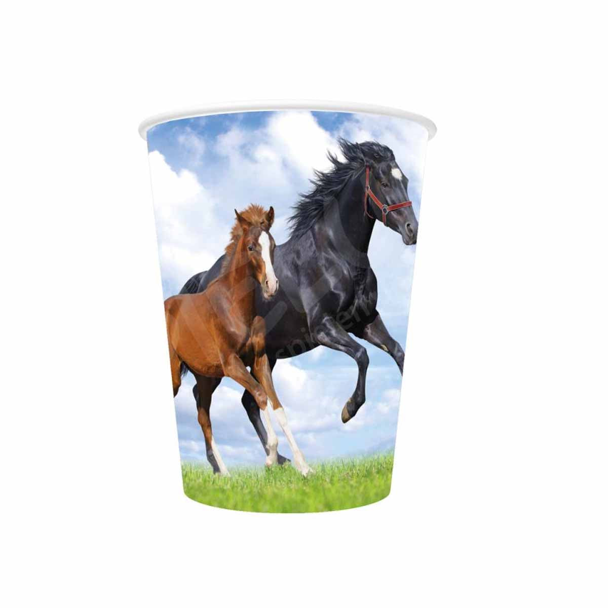 Pferd mit Fohlen Becher 8 Stück