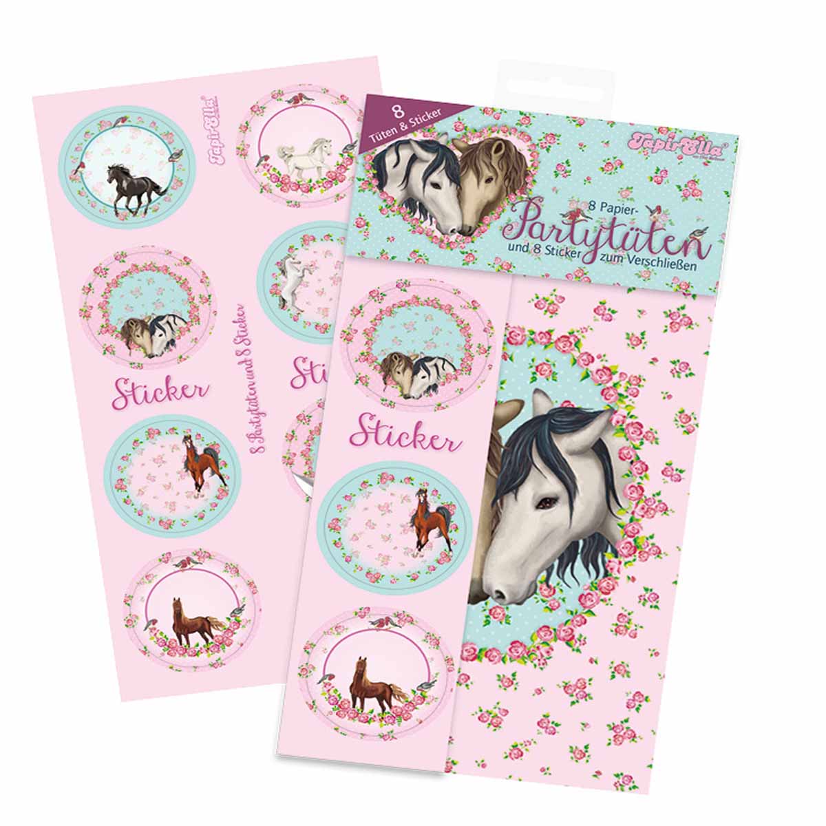 Partytüten Pferde TapirElla mit Sticker 8 Stück