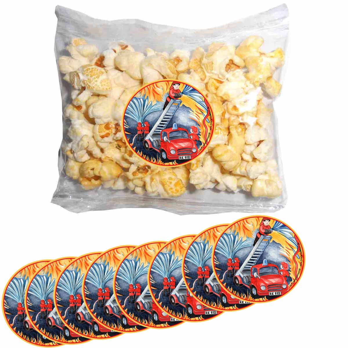 Popcorn Tütchen 10 Stück mit Feuerwehr Stickern