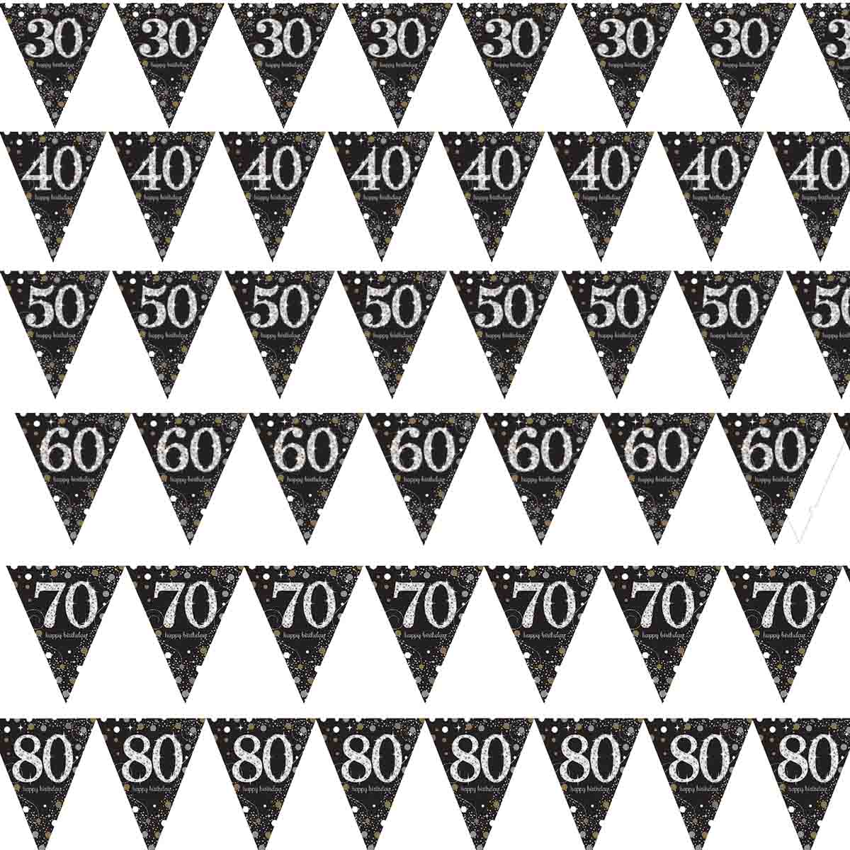 Glitzernde Wimpelkette in Gold Schwarz für Runden Geburtstag