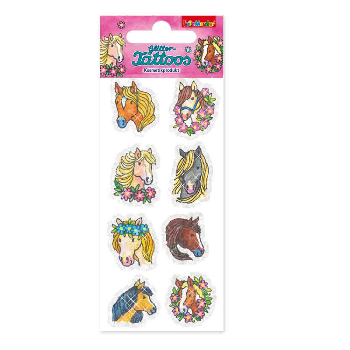 Tattoo-Pferdeköpfe Glitzer