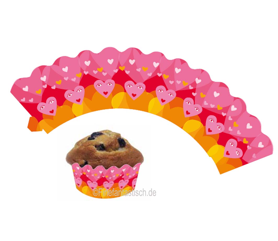 Cupcake Banderolen Herzchen 12St.