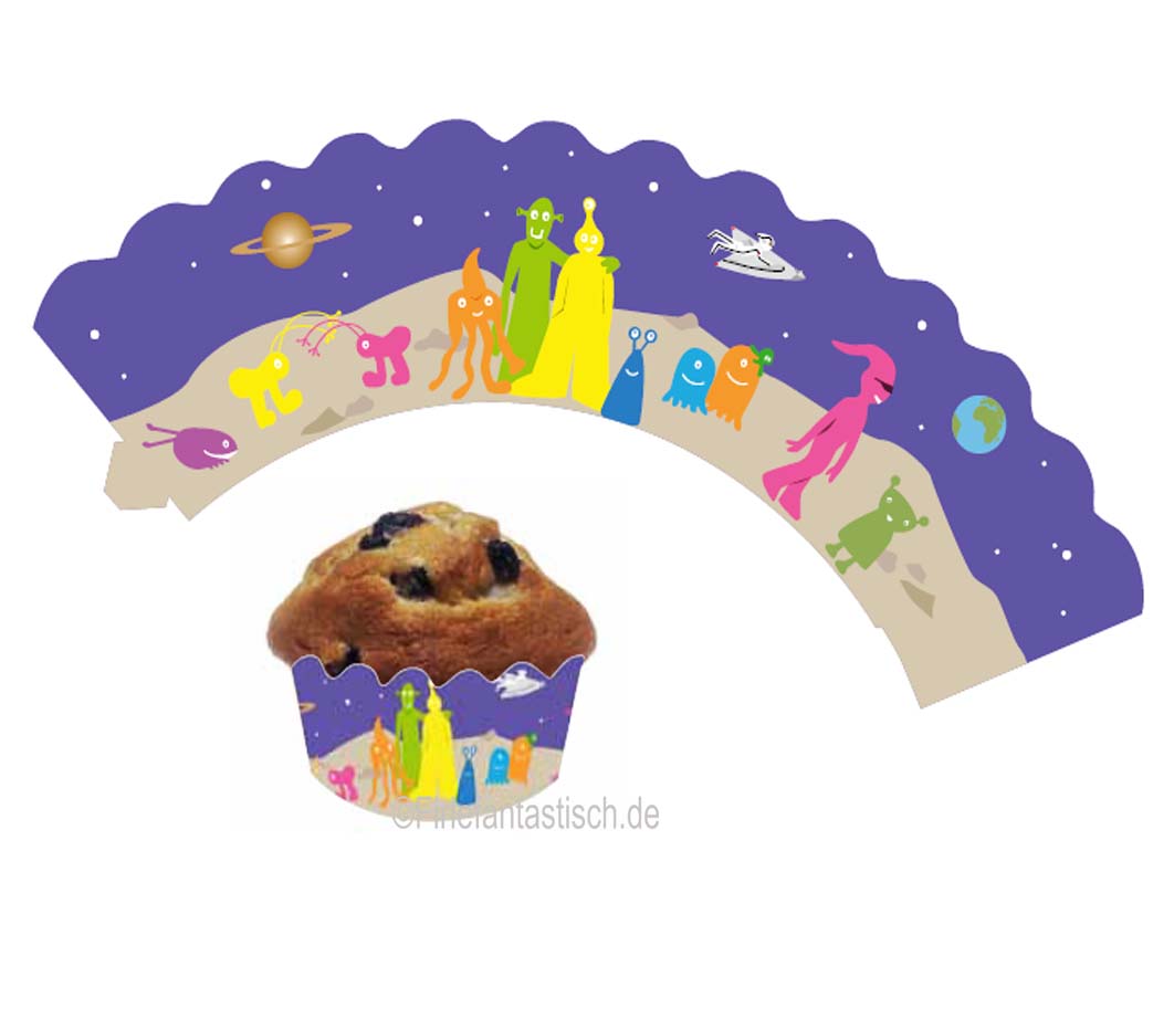 Cupcake Banderolen Weltraum 12St.