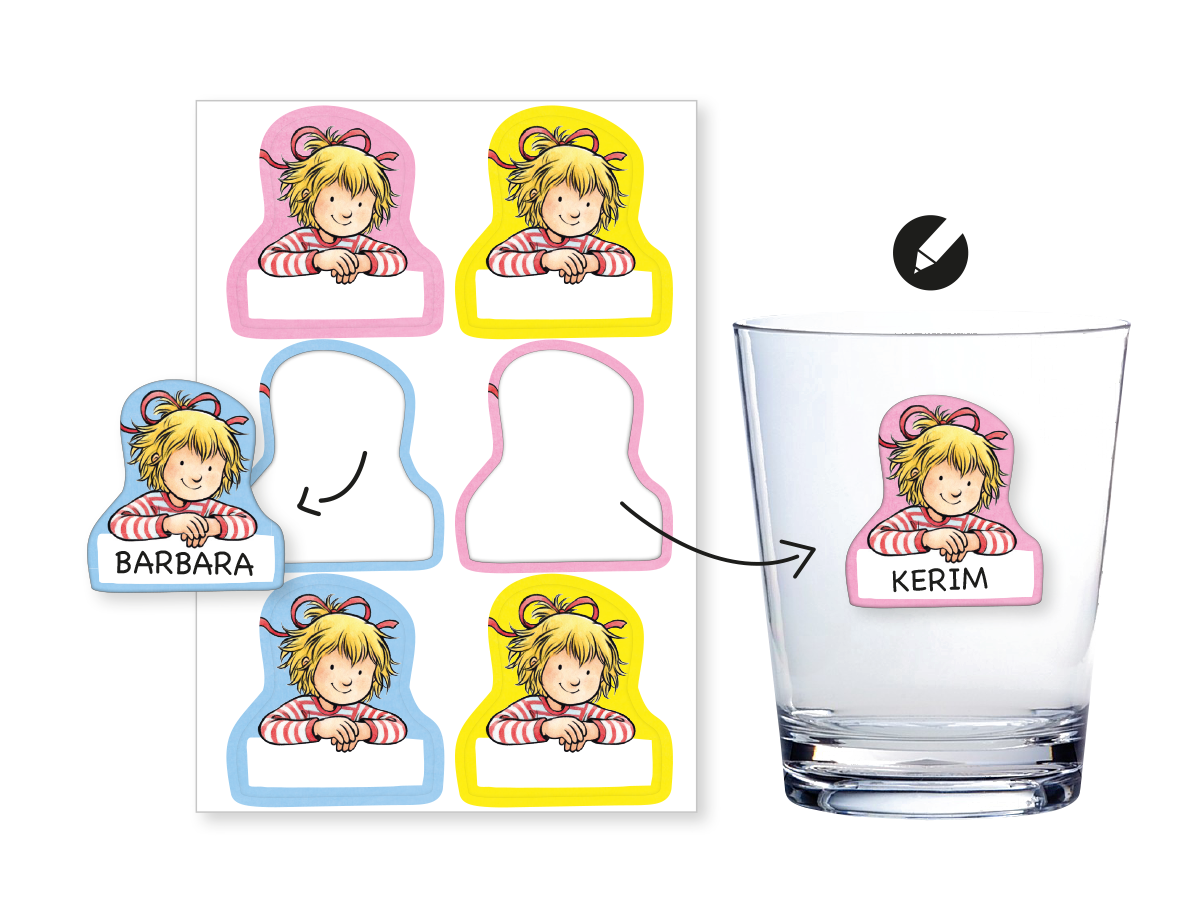 "Meine Freundin Conni" Aufkleber mit Namensfeld 6 Stück Gläsersticker