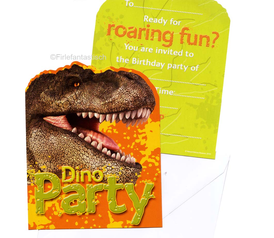 Einladungskarten Dinowelt mit Umschlag 6 Stück