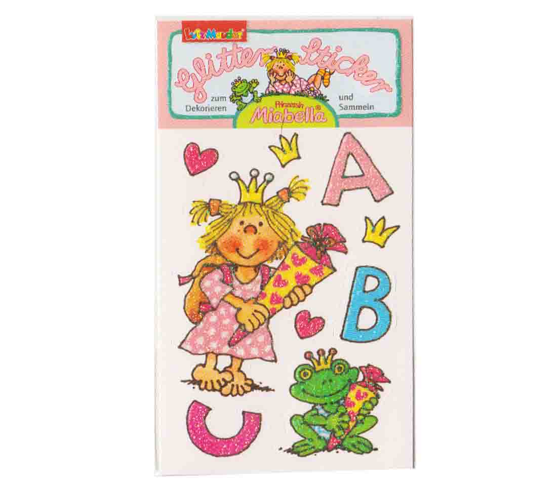 Glitter-Sticker Einschulung Prinzessin