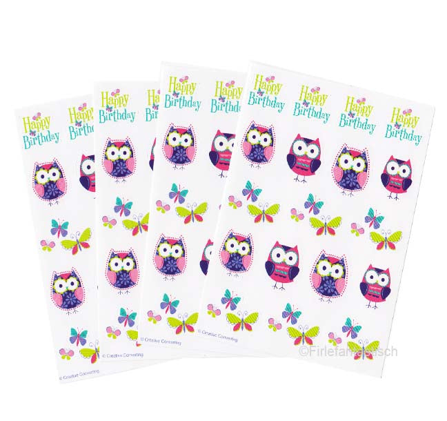 Eulen-Stickerbögen 4St.
