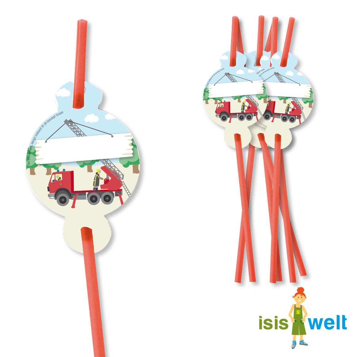 Isis Feuerwehr-Trinkhalme 8 Stück