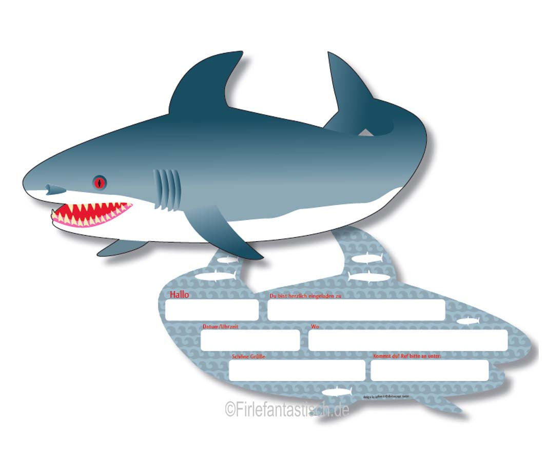 Haifisch-Einladungen 6St.